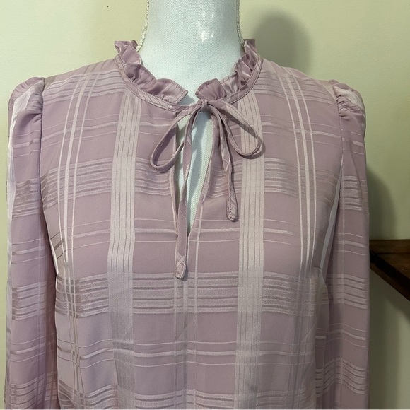 Gal Meets Glam Emmeline Ruffle Long Sleeve Dress in Wild Orchid Pink sz 0 - Picture 3 of 5